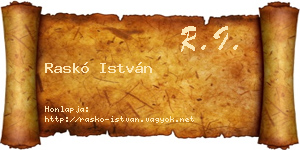 Raskó István névjegykártya